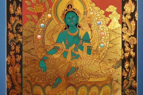 编号171-667057：黄金唐卡-绿度母（60*45CM左右）