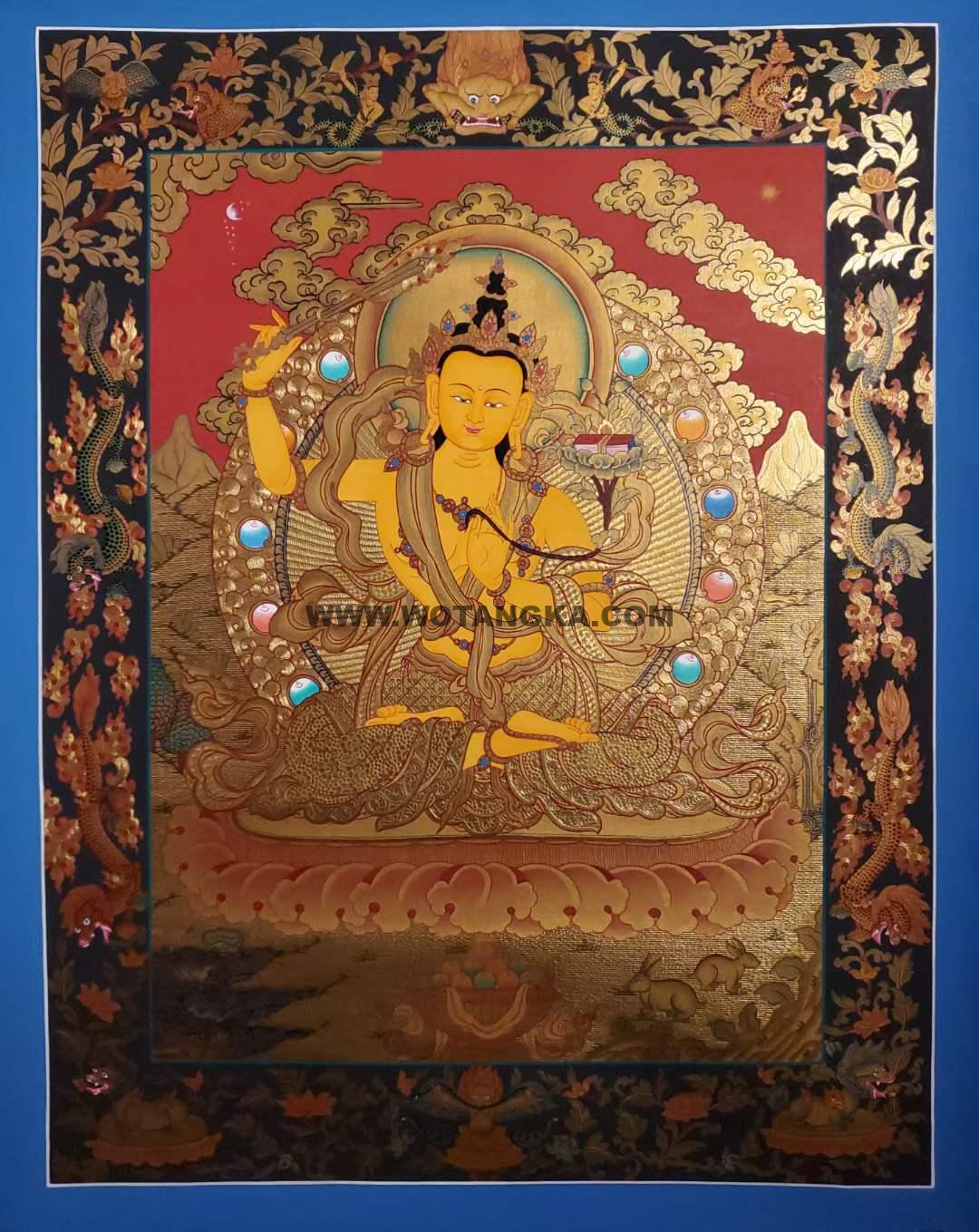 编号171-610734：黄金唐卡-文殊菩萨（60*45CM左右）