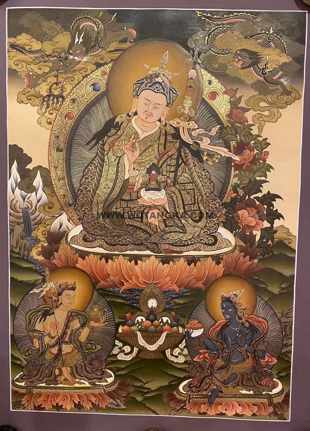 编号153-661264:彩绘唐卡-莲花生大士(70*50CM左右)