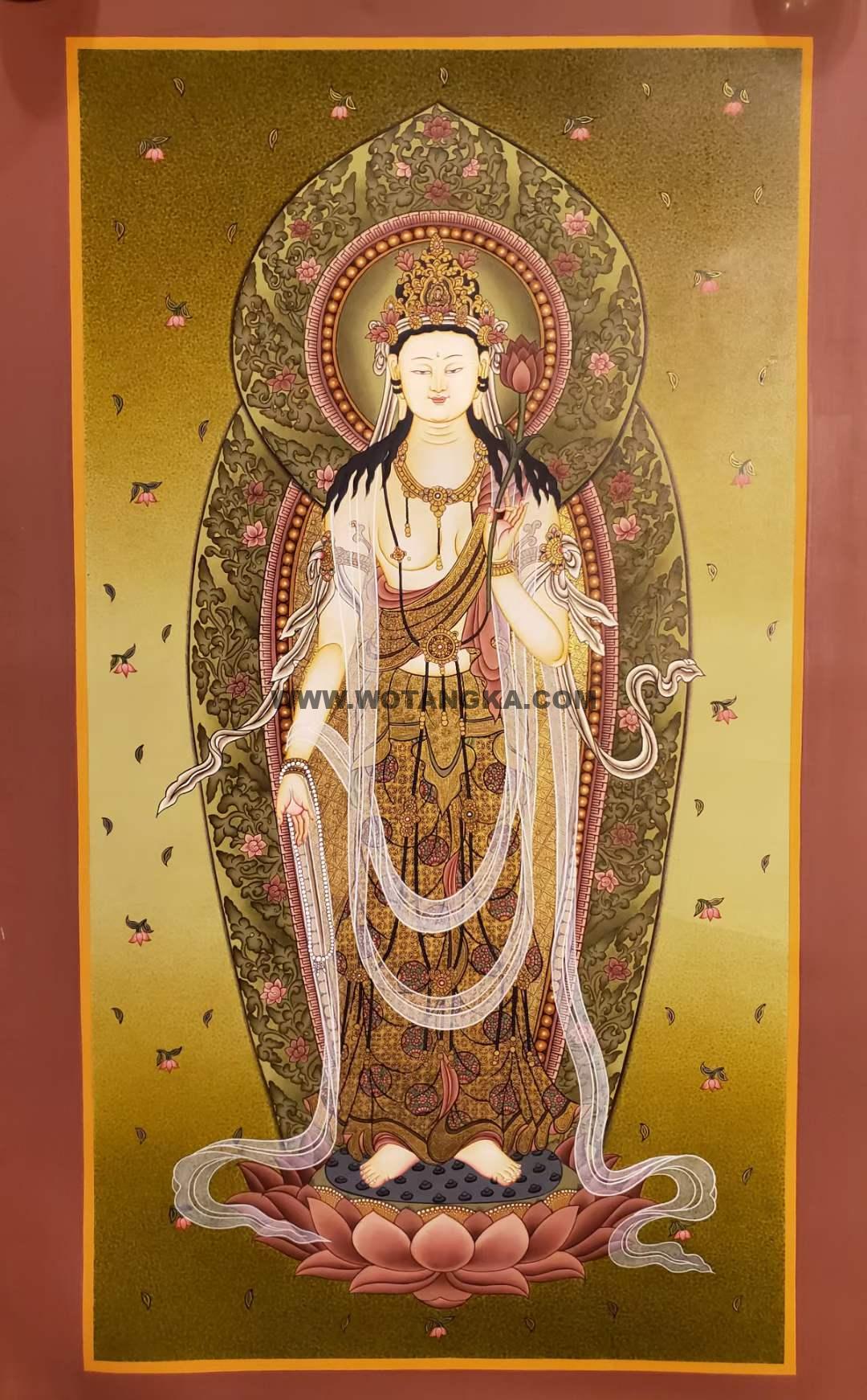编号155-310222:彩绘唐卡-持莲观音(70*35CM左右)