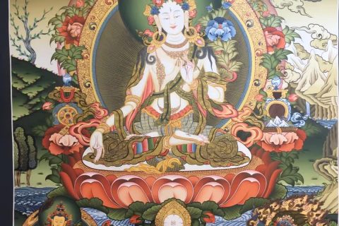 编号155-449059：彩绘唐卡-白度母（100*70CM左右）
