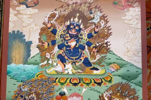 编号155-576025：彩绘唐卡-六臂玛哈嘎拉（100*70CM左右）