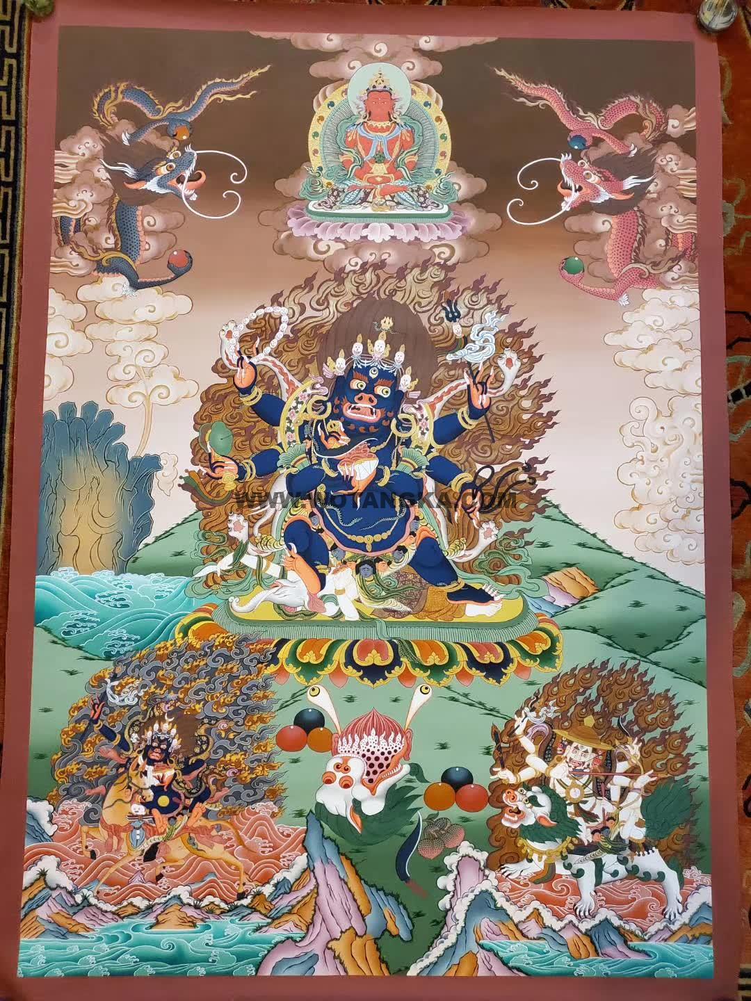 编号155-576025：彩绘唐卡-六臂玛哈嘎拉（100*70CM左右）