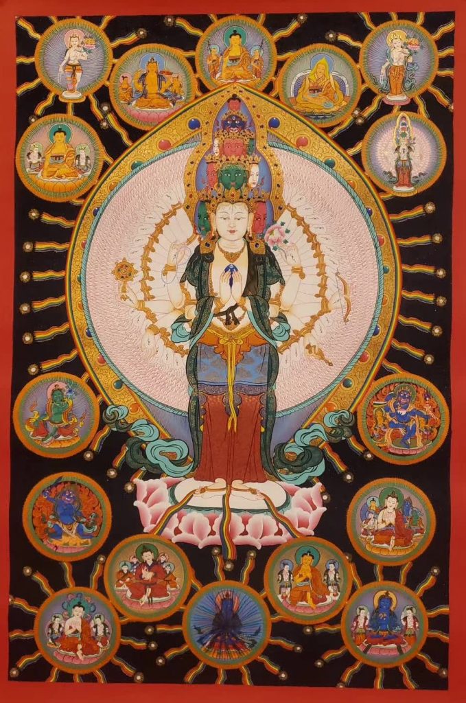 编号155-597757：彩绘唐卡-千手观音（65*45CM左右）