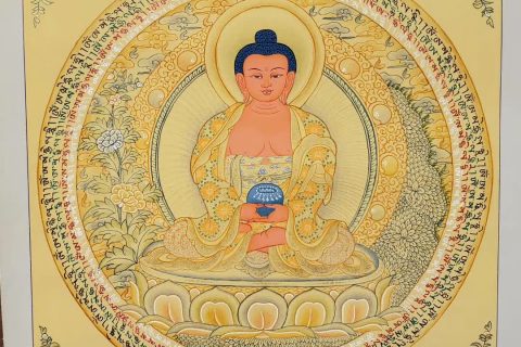 编号155-914266：彩绘唐卡-阿弥陀佛坛城（40*40CM左右）