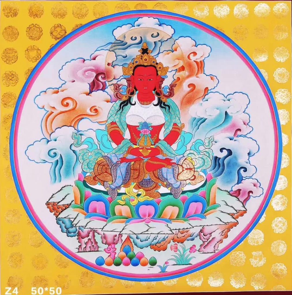 编号171-929526：彩绘唐卡-长寿佛（50*50CM左右）