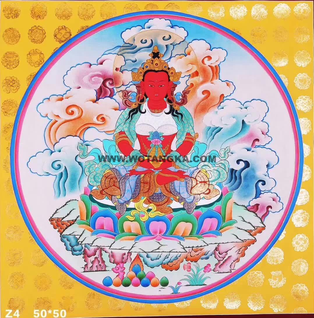 编号171-929526:彩绘唐卡-长寿佛(50*50CM左右)
