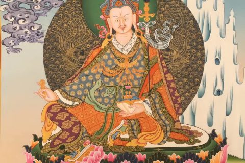 编号153-304031：彩绘唐卡-莲花生大士（70*50CM左右）