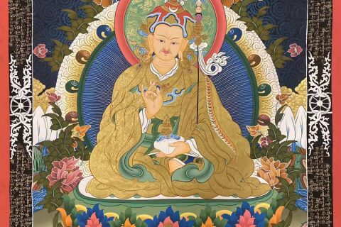 编号162-174284：彩绘唐卡-莲花生大士（90*60CM左右）