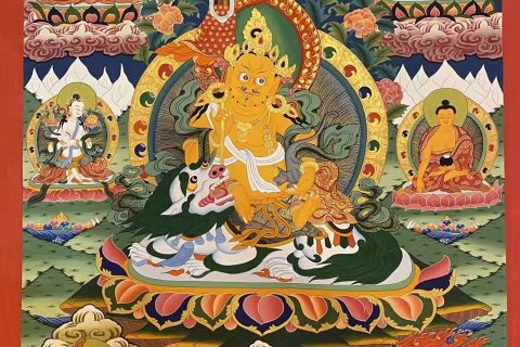 编号162-414666：彩绘唐卡-财宝天王（90*60CM左右）