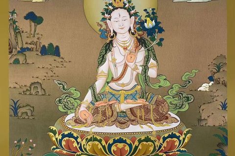 编号162-650376：嘎玛嘎赤-白度母·长寿三尊（70*50CM左右）