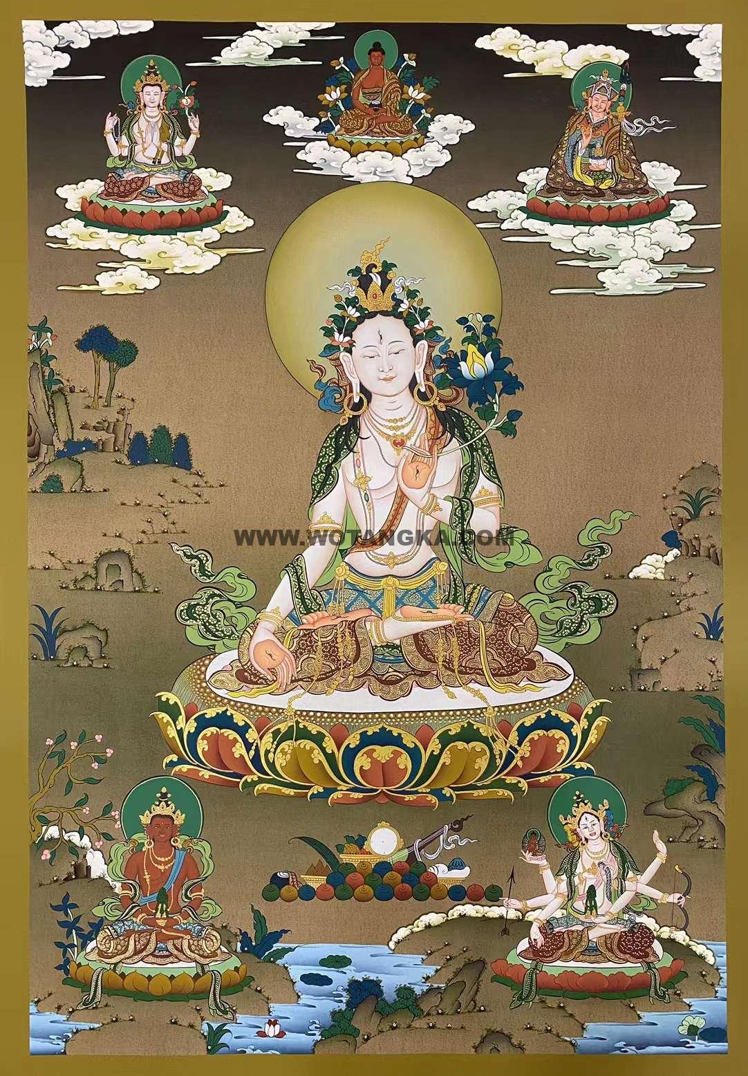 编号162-650376:嘎玛嘎赤-白度母·长寿三尊(70*50CM左右)