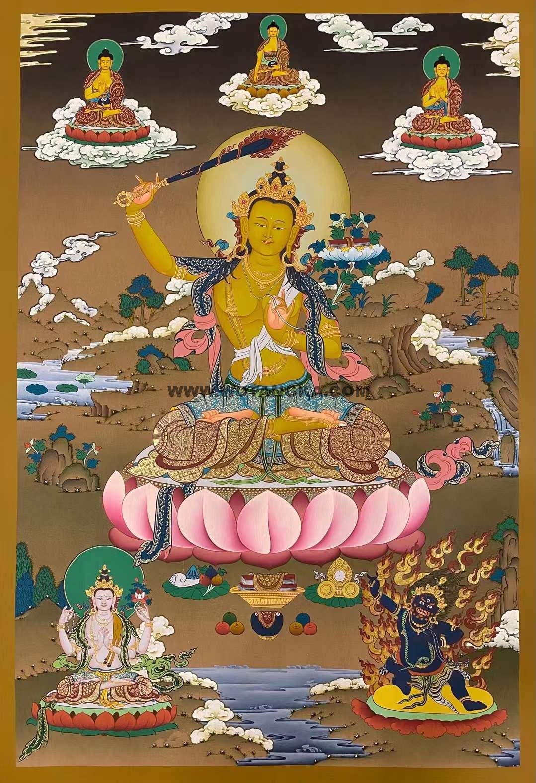 编号162-710391：嘎玛嘎赤-文殊菩萨·三怙主（70*50CM左右）