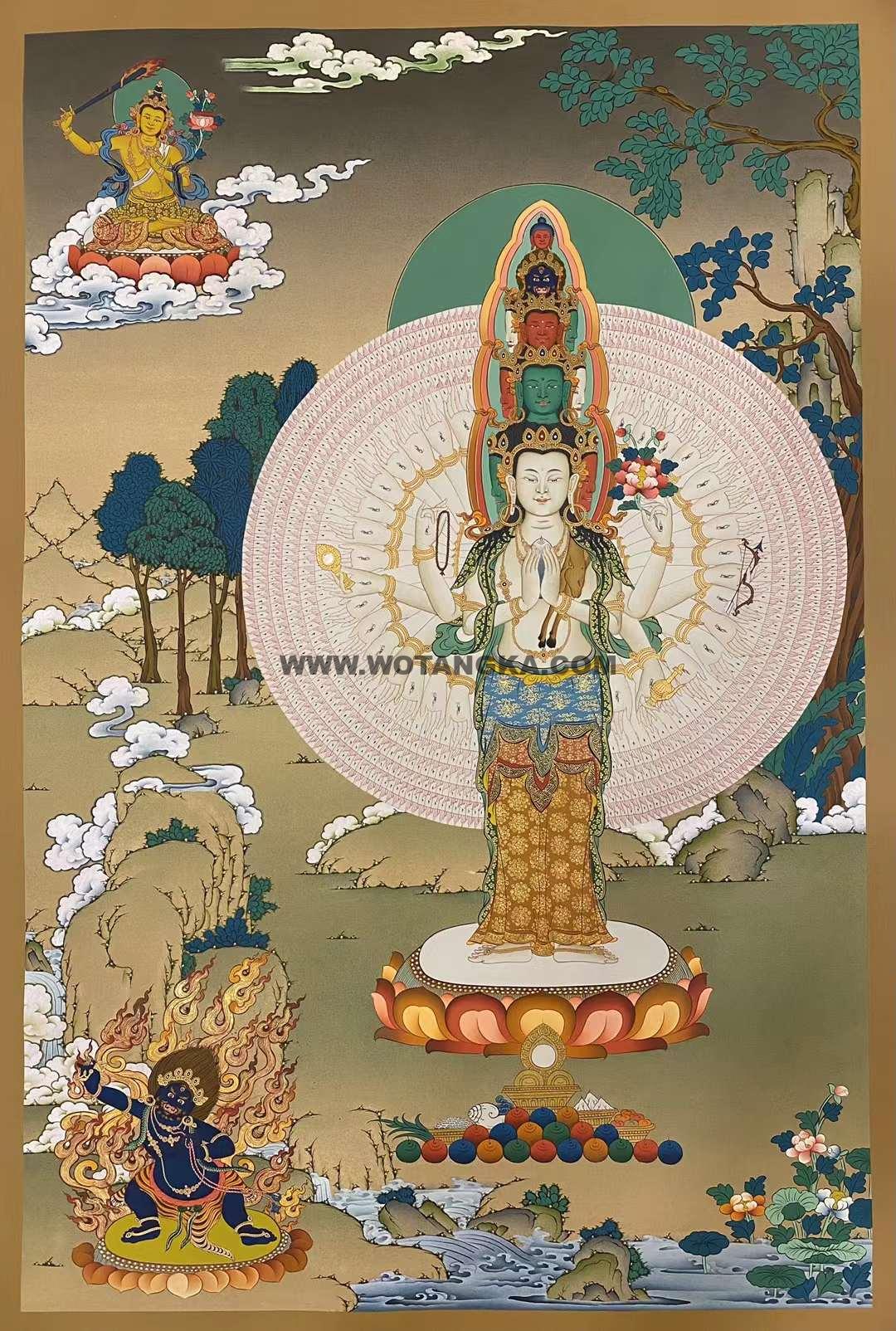 编号162-744636:嘎玛嘎赤-千手观音·三怙主(70*50CM左右)
