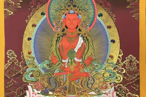 编号162-793502：红金唐卡-长寿佛（80*60CM左右）