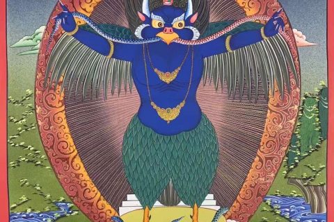 编号162-836337：彩绘唐卡-迦楼罗·大鹏金翅鸟（70*50CM左右）