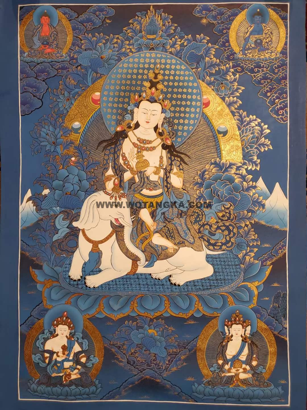编号162-974578：蓝金唐卡-普贤菩萨（80*60CM左右）