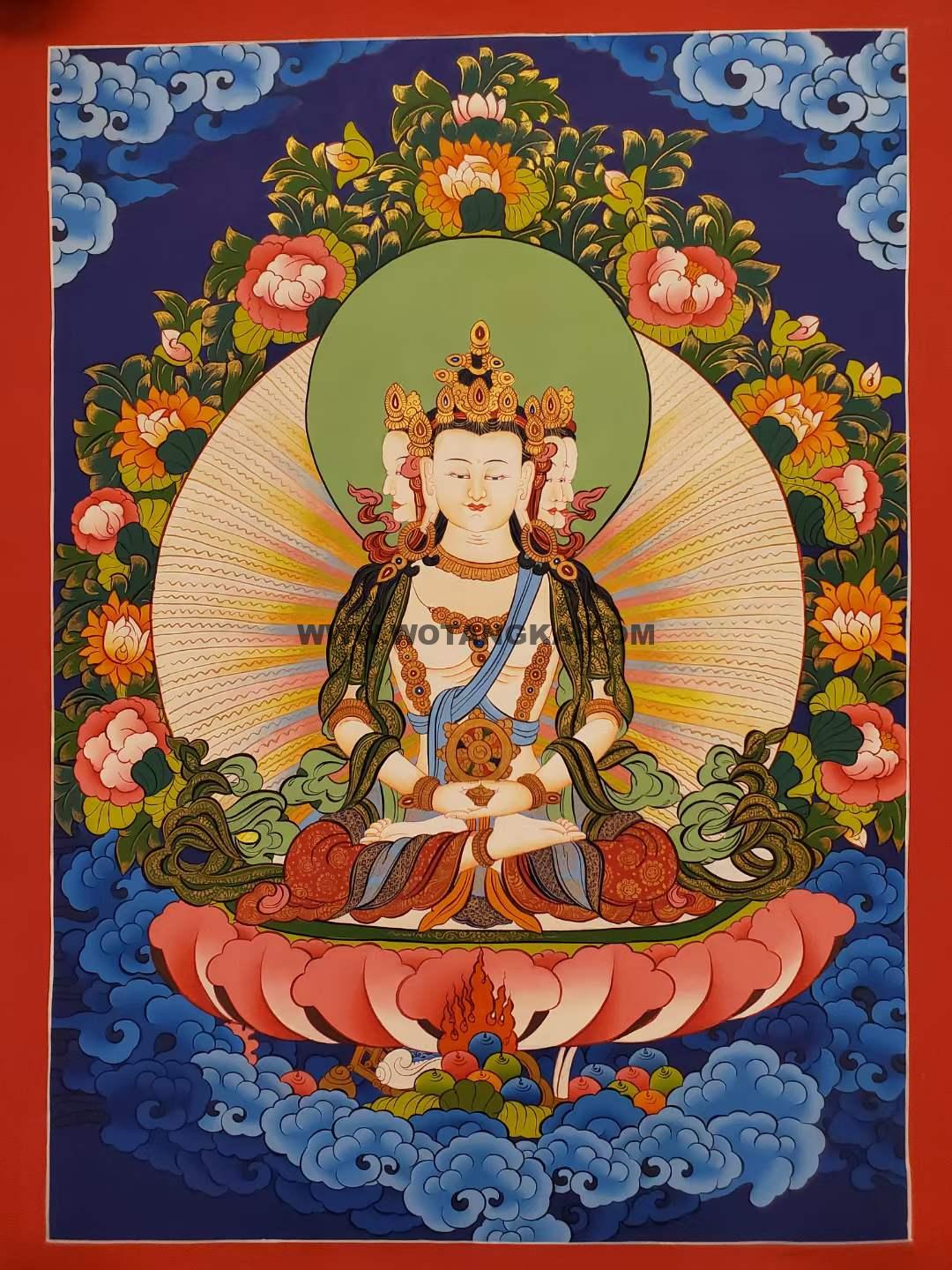 编号172-565091：彩绘唐卡-四面大日如来（60*45CM左右）