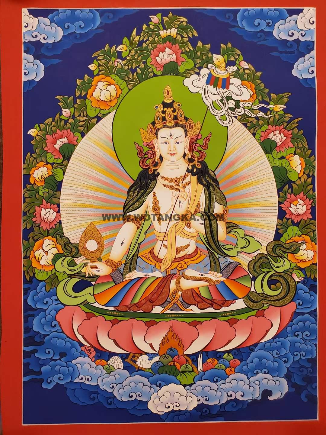 编号172-570670：彩绘唐卡-大白伞盖佛母（60*45CM左右）