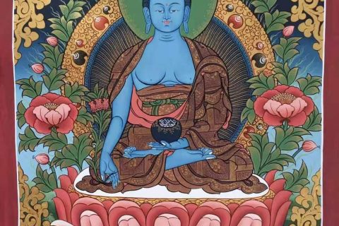 编号172-636837：彩绘唐卡-药师佛（60*45CM左右）