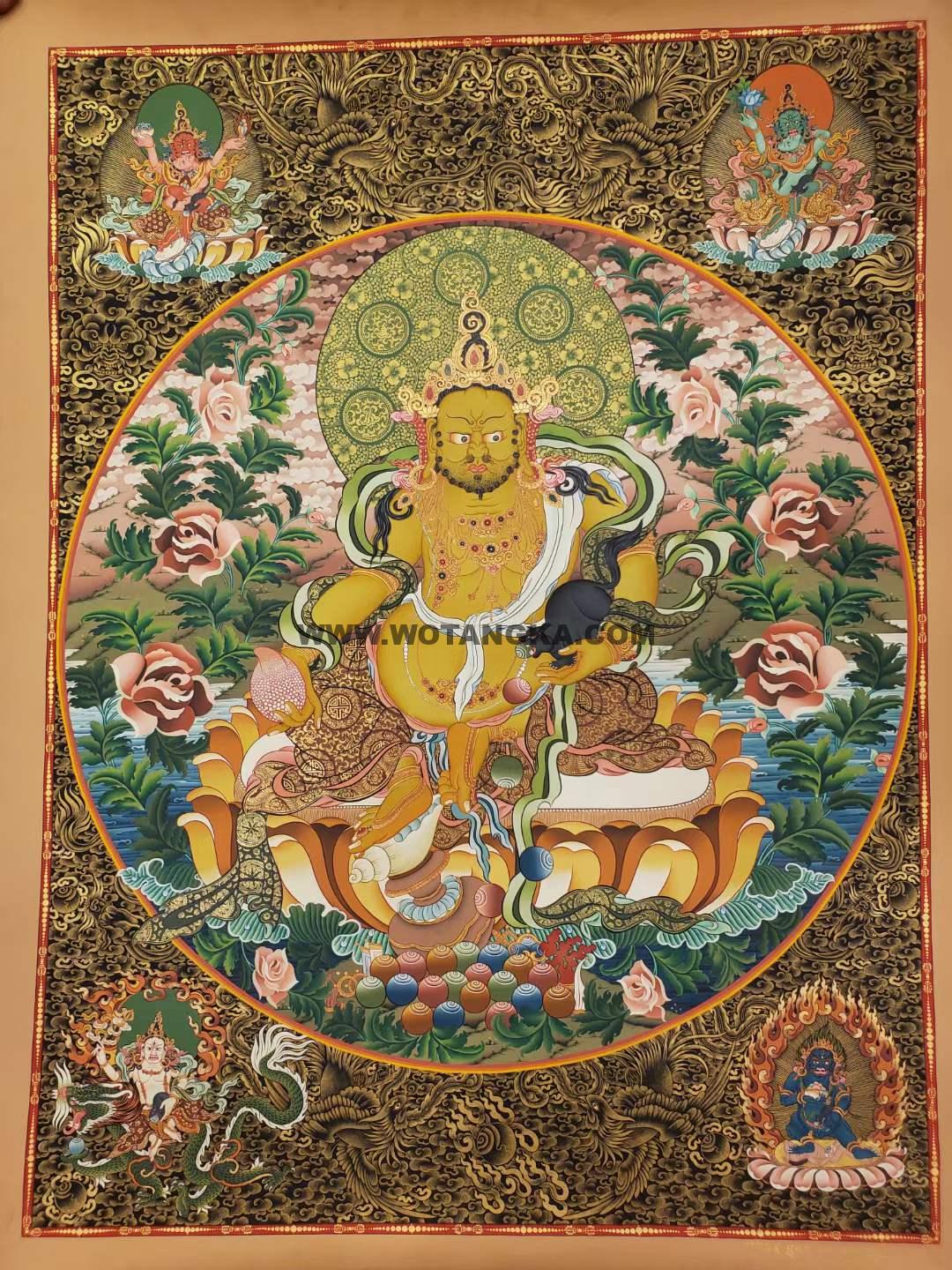 编号172-862372:黑金唐卡-五方财神(100*70CM左右)