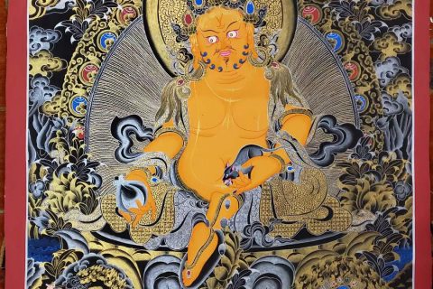 编号172-973758：黑金唐卡-五方财神（100*70CM左右）