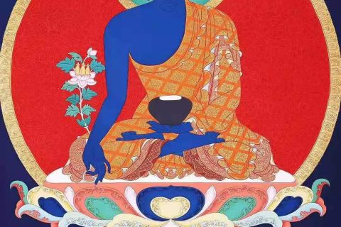 编号153-624499：彩绘唐卡-药师佛（100*75CM左右）
