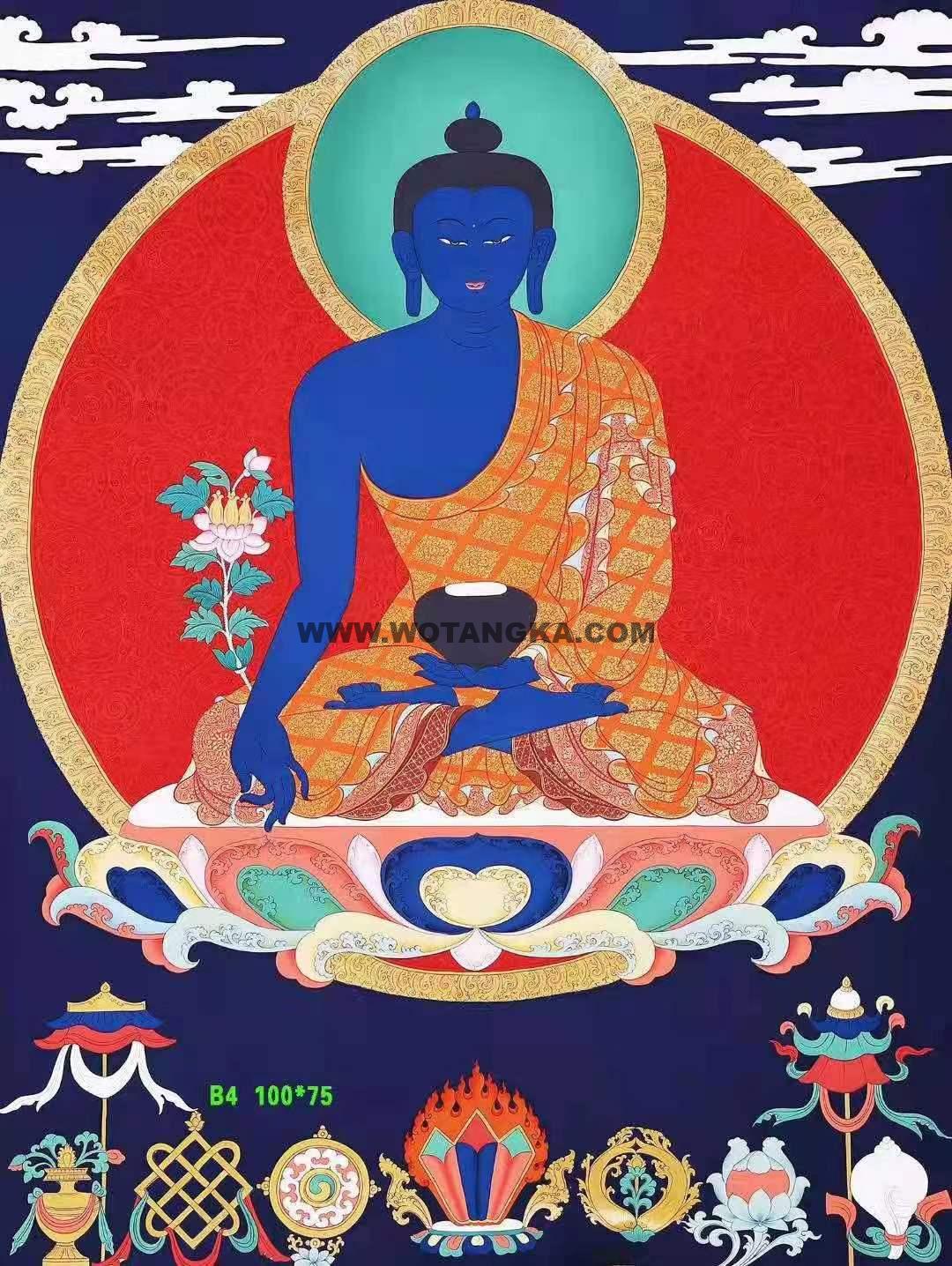 编号153-624499:彩绘唐卡-药师佛(100*75CM左右)