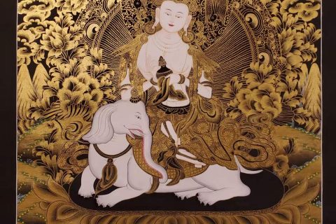 编号171-780453：黑金唐卡-普贤菩萨（75*55CM左右）