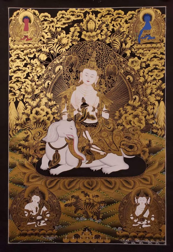 编号171-780453：黑金唐卡-普贤菩萨（75*55CM左右）