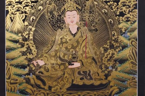 编号171-648535：黑金唐卡-莲花生大士（80*55CM左右）