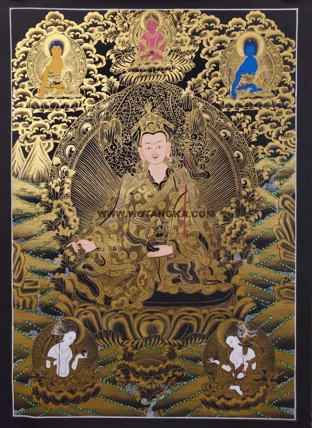 编号171-648535：黑金唐卡-莲花生大士（80*55CM左右）