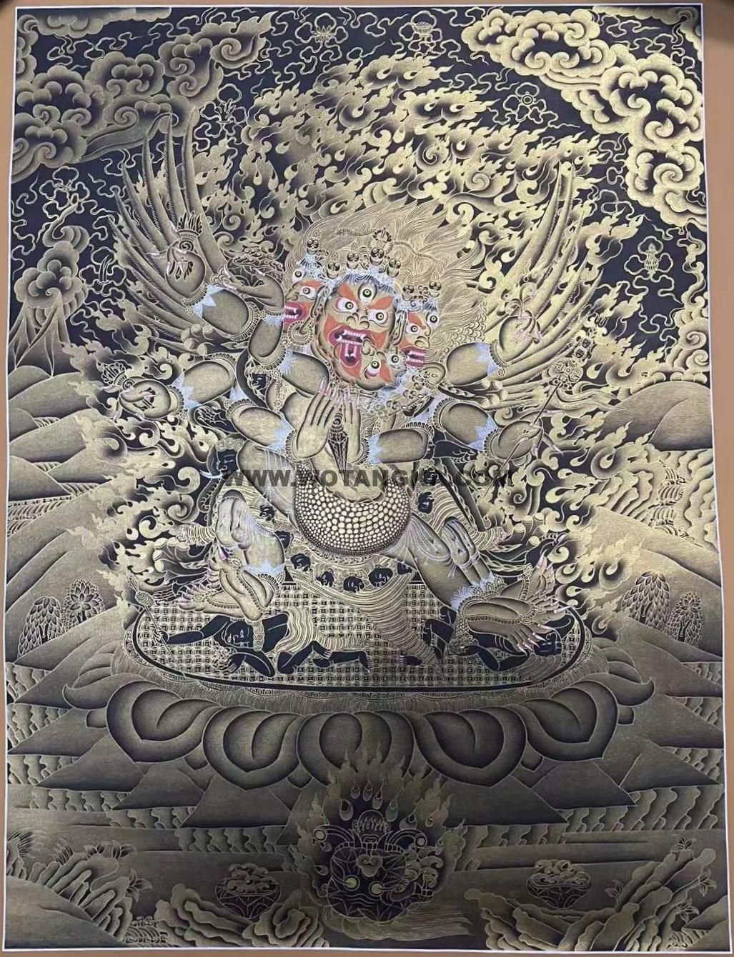 编号171-616540:黑金唐卡-普巴金刚(70*50CM左右)