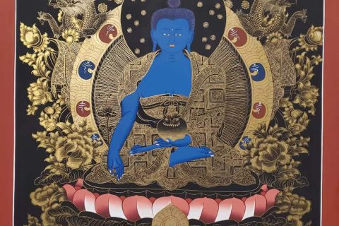 编号171-783979：黑金唐卡-药师佛（75*55CM左右）