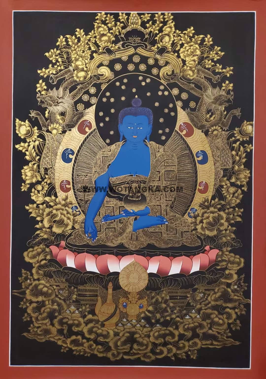 编号171-783979：黑金唐卡-药师佛（75*55CM左右）