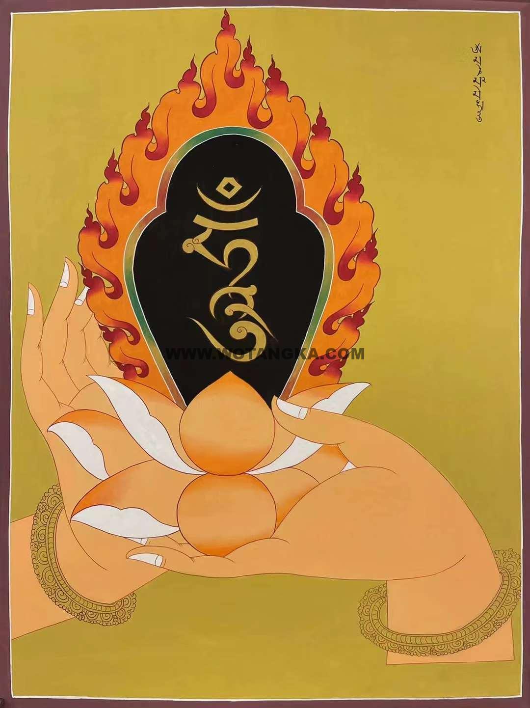 编号153-978342：彩绘唐卡-四臂观音·佛手（65*40CM左右）