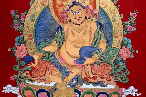 编号153-496346：红金唐卡-黄财神（100*70CM左右）