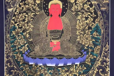 编号171-407707：黑金唐卡-阿弥陀佛（75*50CM左右）