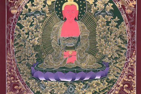 编号171-512690：红金唐卡-阿弥陀佛（75*50CM左右）