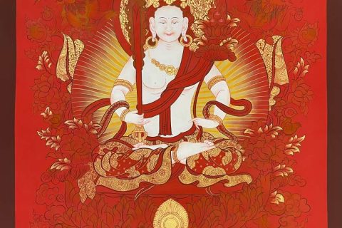 编号171-256696：红金唐卡-虚空藏菩萨（75*50CM左右）