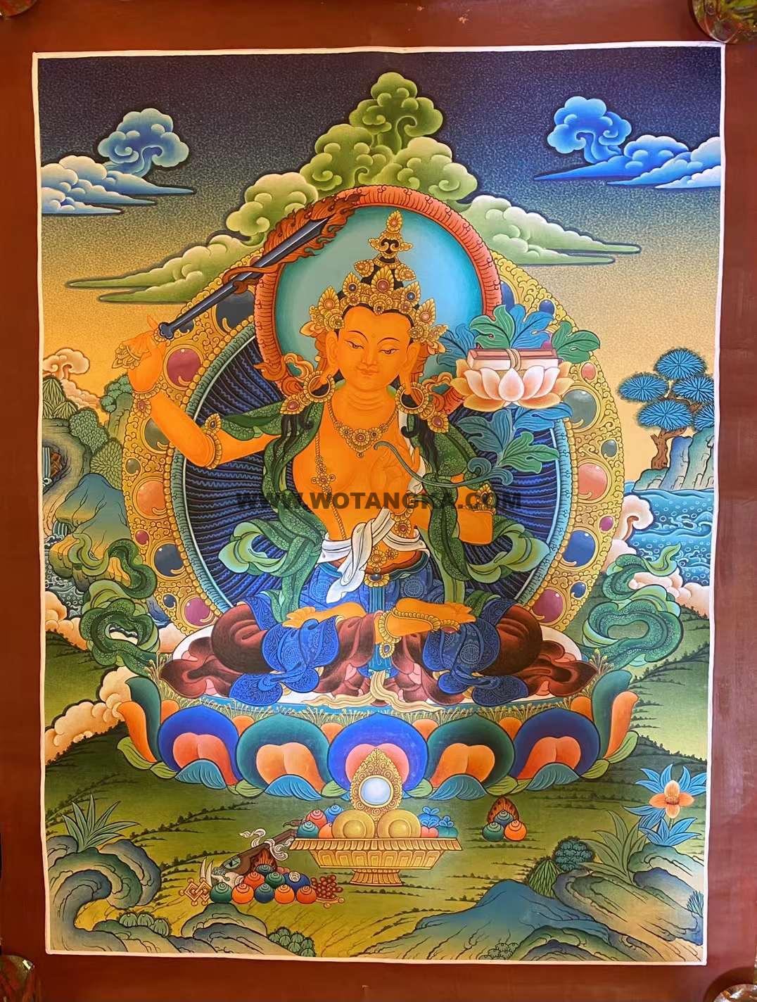 编号153-315488:彩绘唐卡-文殊菩萨(65*40CM左右)