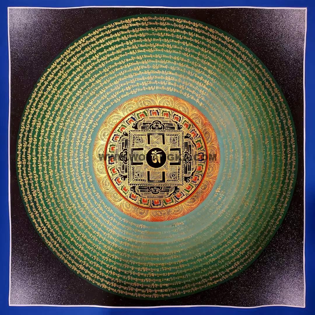 编号191-463019：彩绘唐卡-六字真言坛城（100*100CM左右）