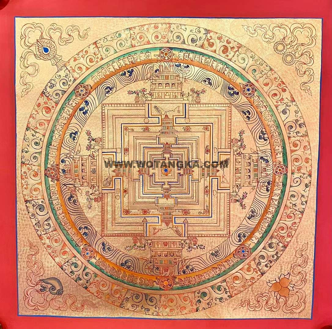 编号153-591857：黄金唐卡-时轮金刚坛城（100*100CM左右）