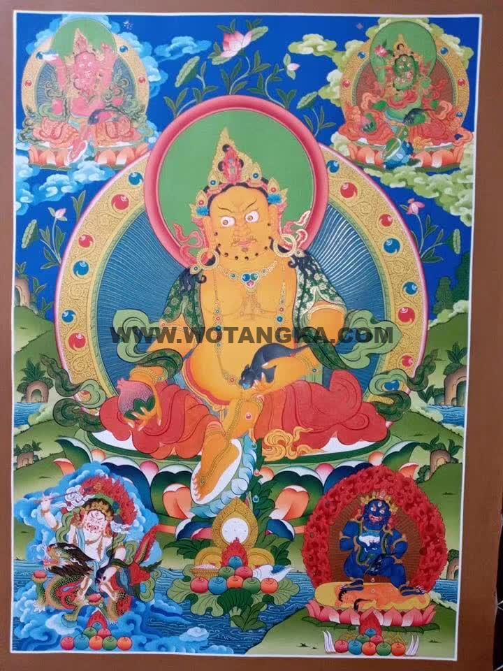 编号171-104541：彩绘唐卡-五方财神（70*50CM左右）