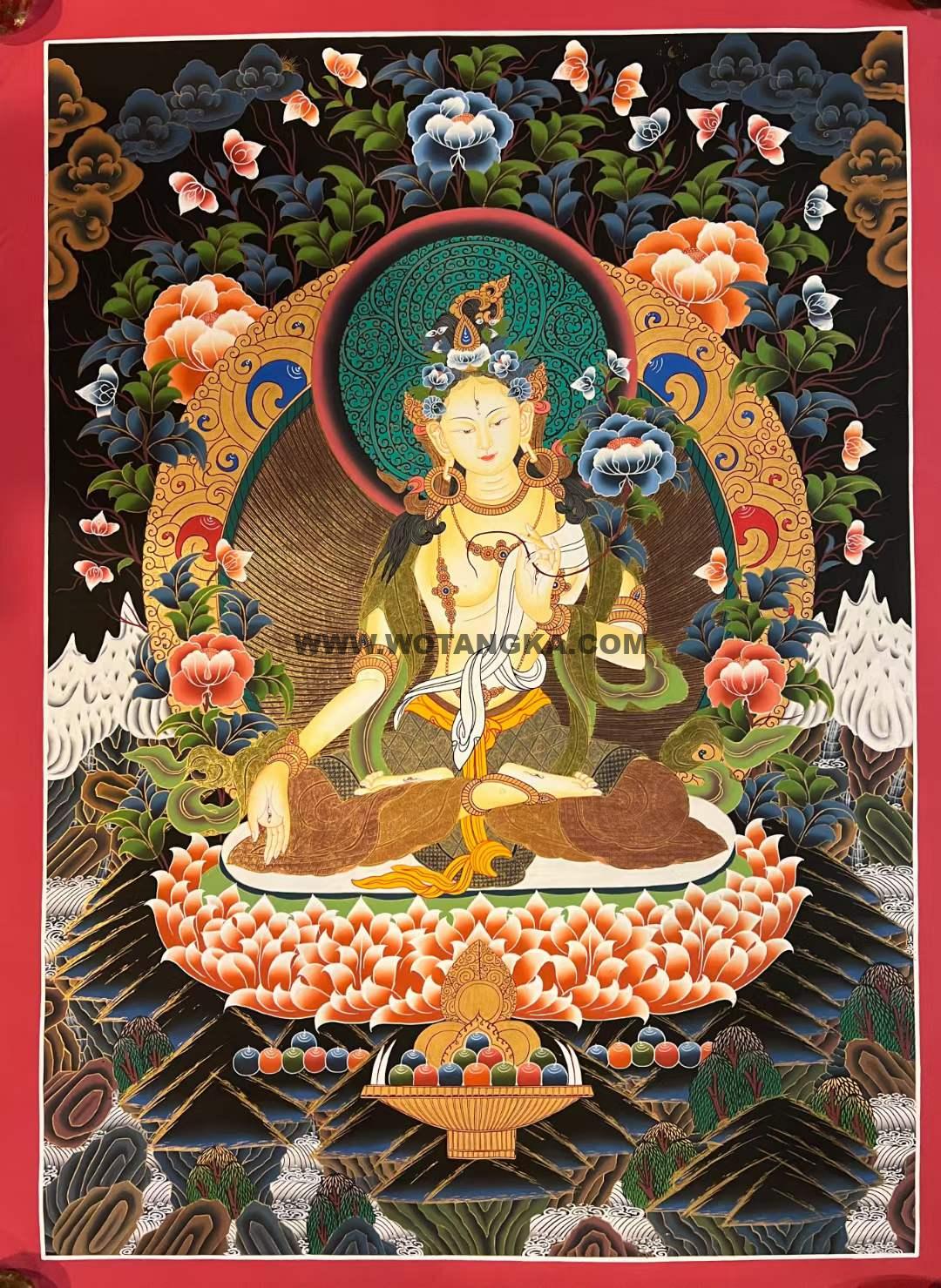 编号171-987559：彩绘唐卡-白度母（75*55CM左右）