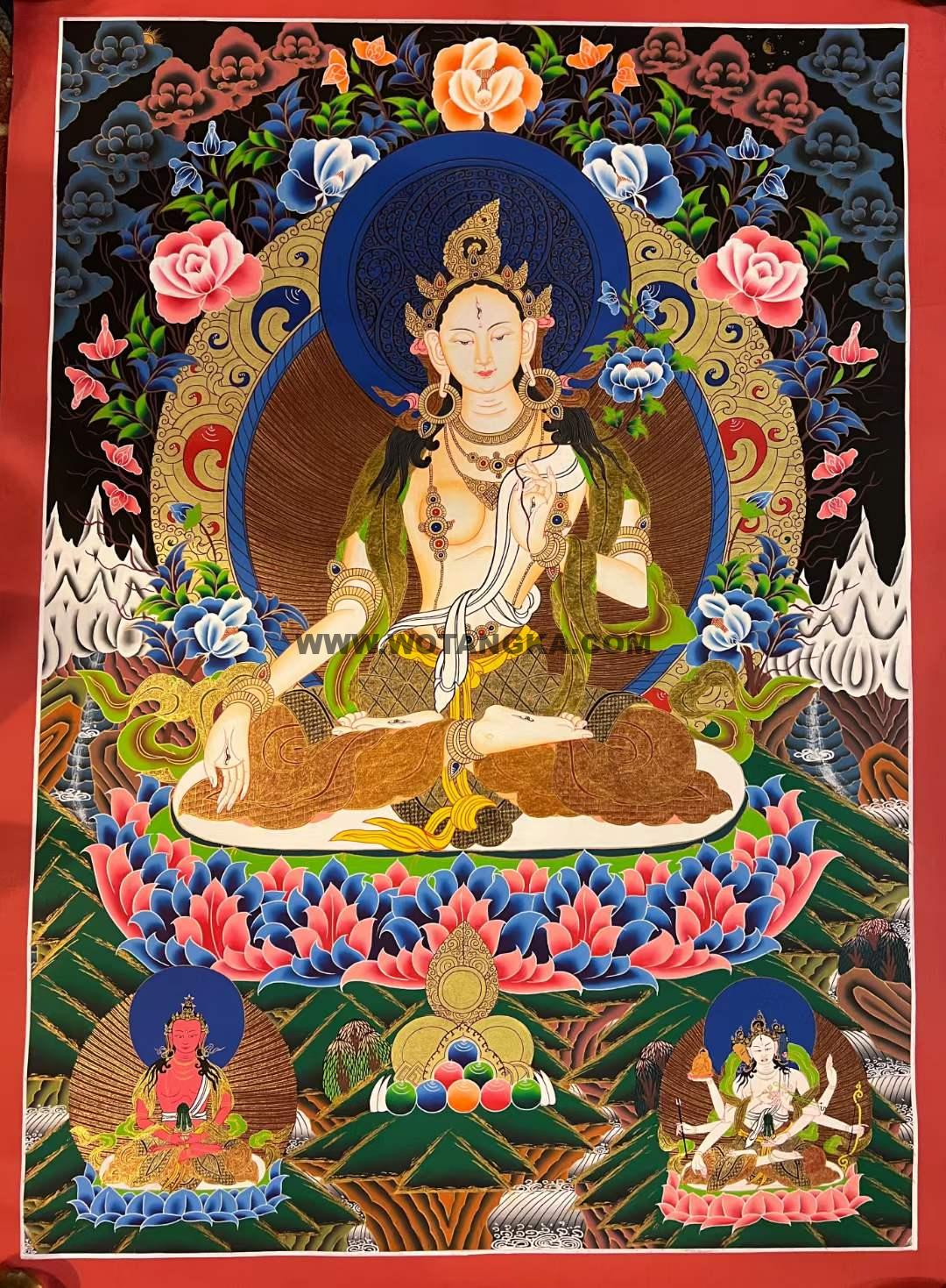 编号171-919897:彩绘唐卡-白度母(75*55CM左右)