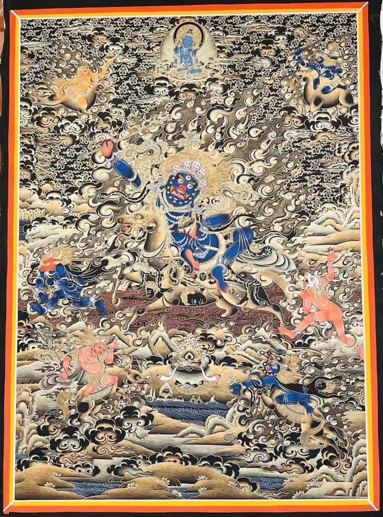 编号188-220864：黑金唐卡-吉祥天母（100*70CM左右）