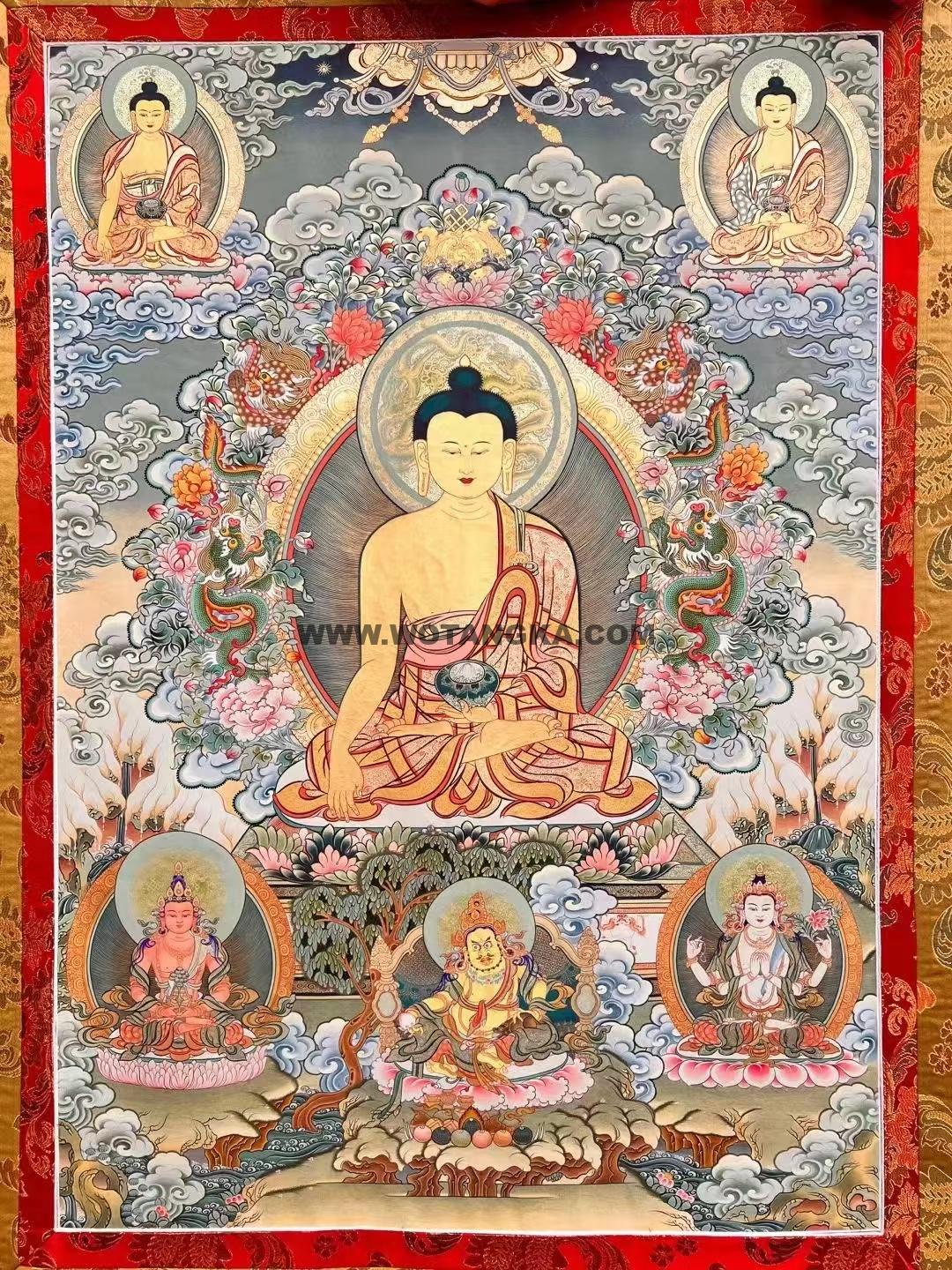 热贡-索南东知:彩绘唐卡-释迦牟尼佛(100*70CM左右)