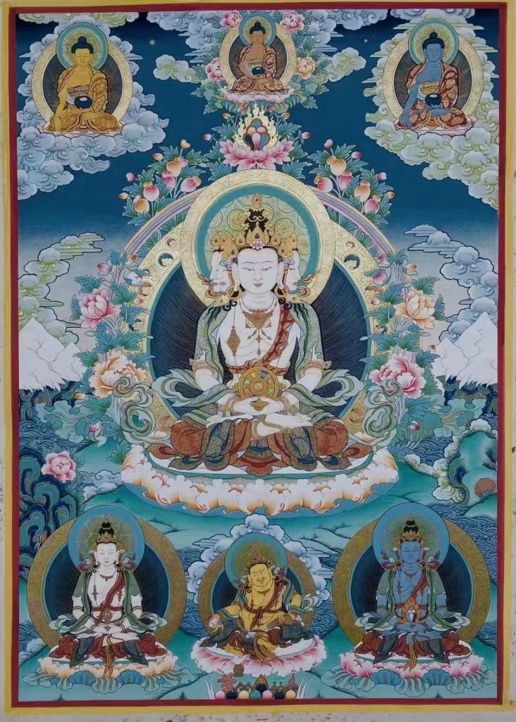 编号188-743197：彩绘唐卡-四面大日如来（80*60CM左右）