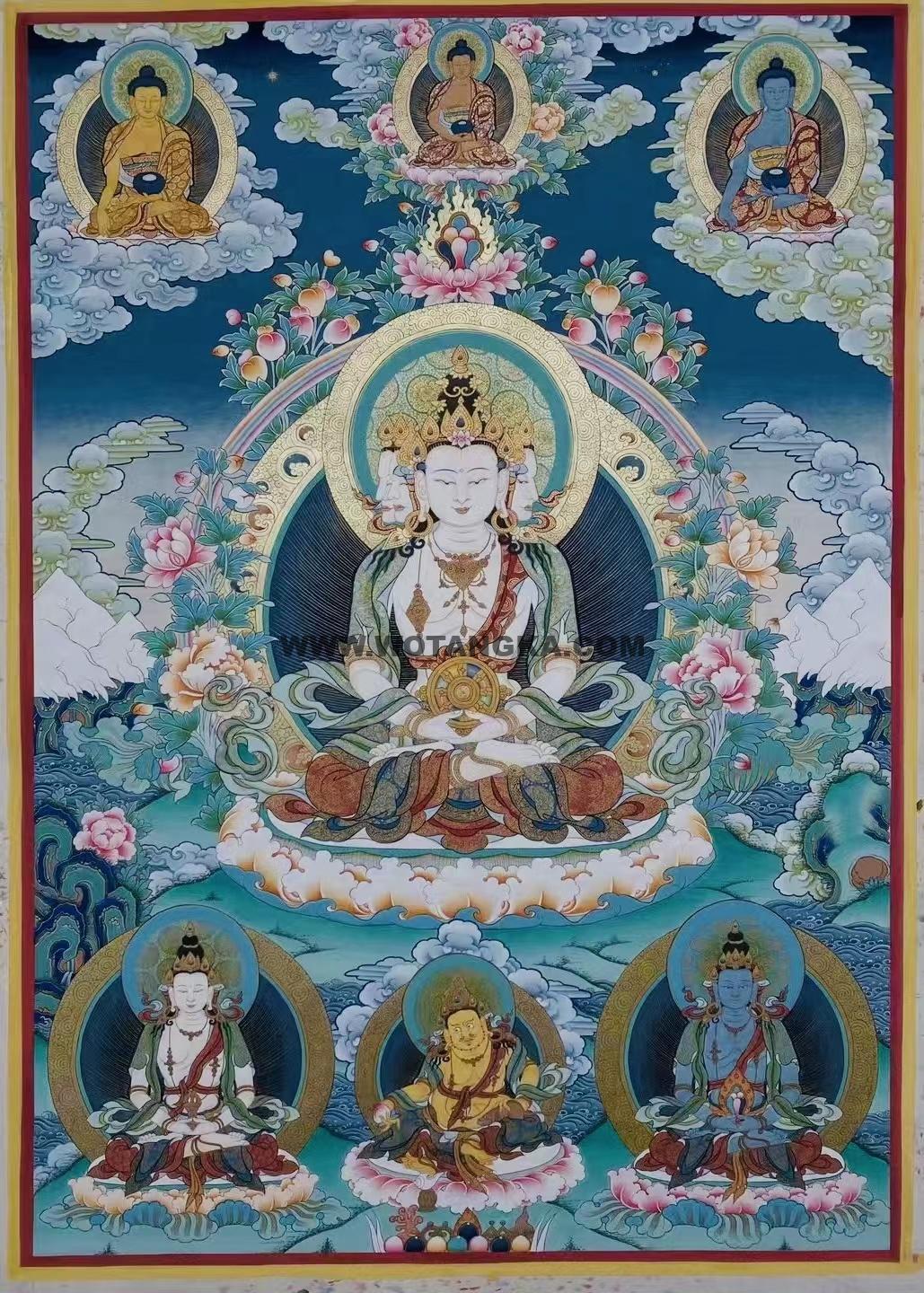 编号188-743197:彩绘唐卡-四面大日如来(80*60CM左右)